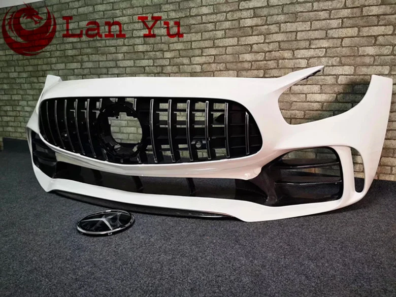 Suitable for Mercedes AMG GT GTS GTC refitting GTR big surrounding carbon fiber front bumper middle net front bumper lower lip