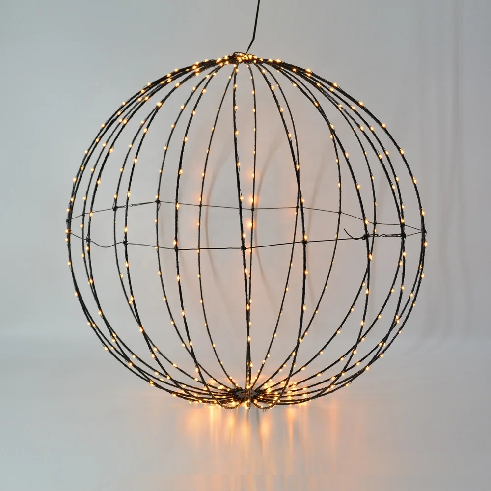 Factory sale directly outdoor foldable garden decoration christmas spheres with lights