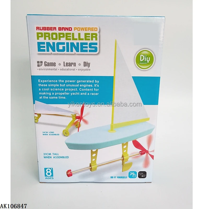 Factory Supply Discount Price DIY Rubber Band Powered Propeller Engines Steam Science Toy Kits For Kids Educational Toys