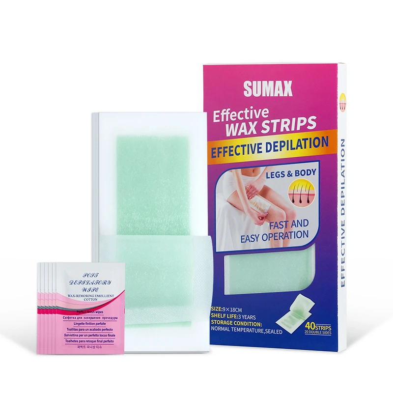 Sumax Hair Removal Easy 20 Wax Strips And 6 Post-wax Pads Soothe Skin