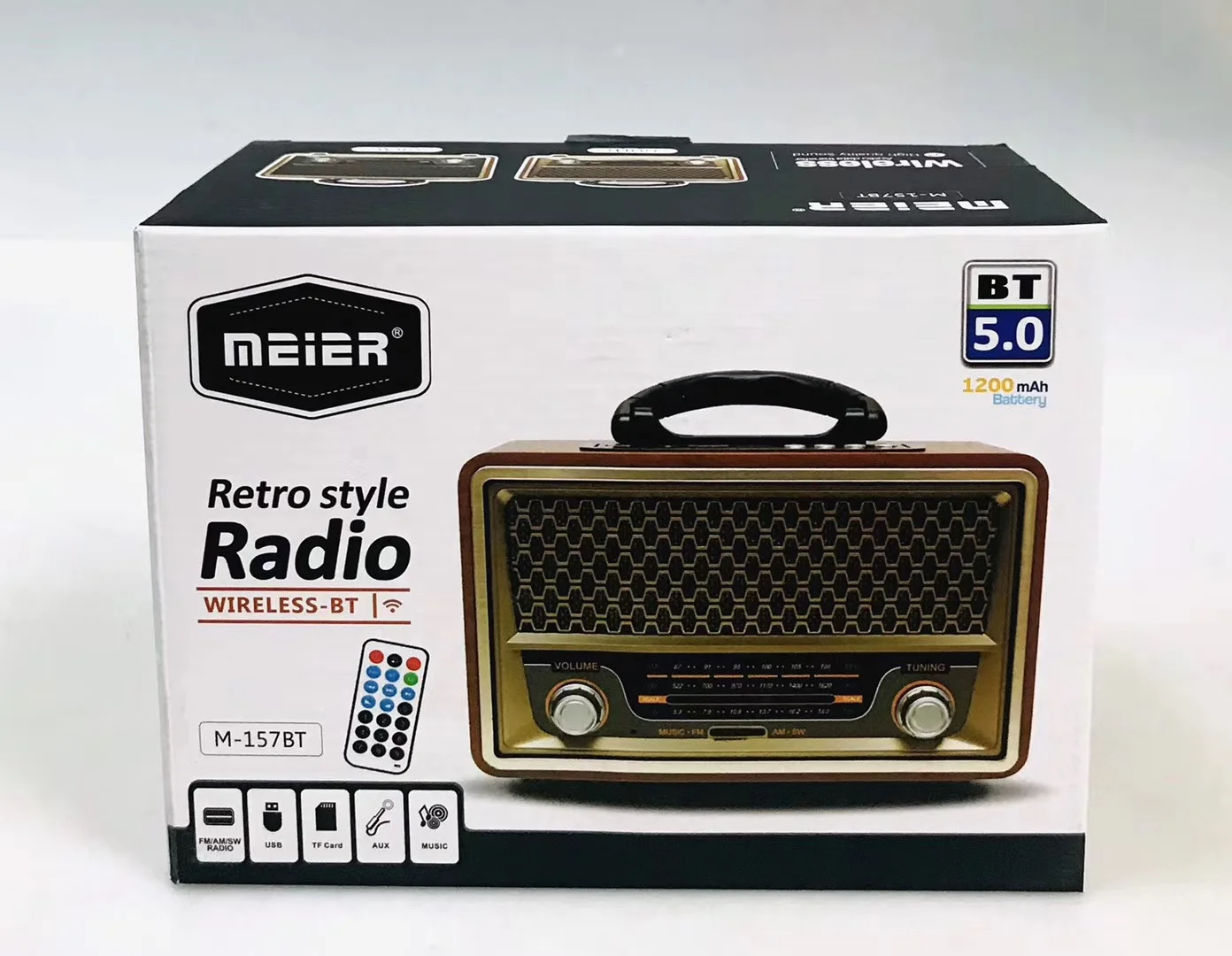  MEIER M-157BT FM AM SW 3 диапазона винтажное Ретро Радио перезаряжаемое радио с USB SD TF MP3-плеер