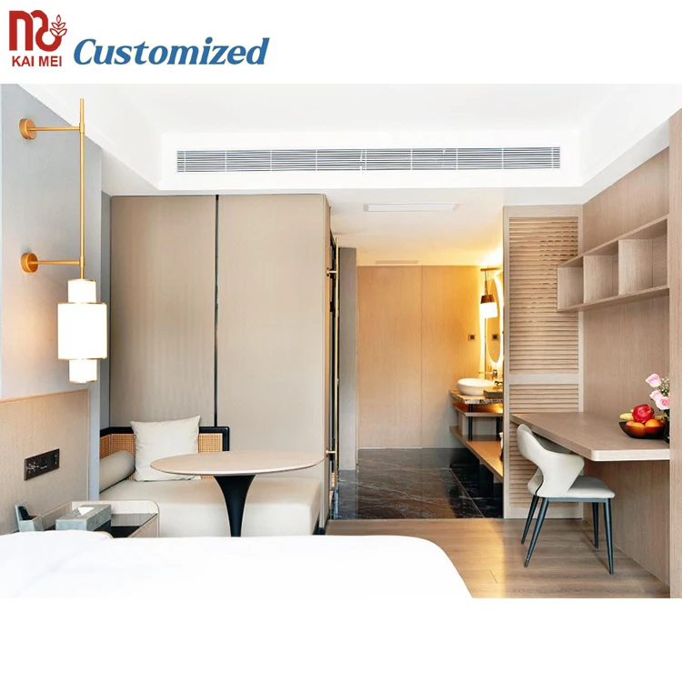 Custom Made Contemporary Bedroom Set for Star Hotels Featuring Oak MDF Plywood Melamine Wood for Courtyards