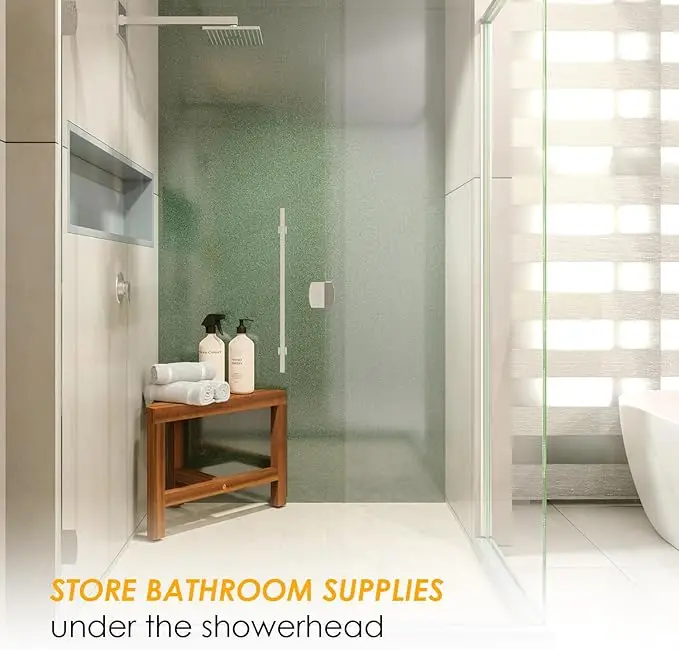 High Quality Shaving Legs Wooden Shower Foot Rest Small Shower Corner Stool Seat for Inside Shower