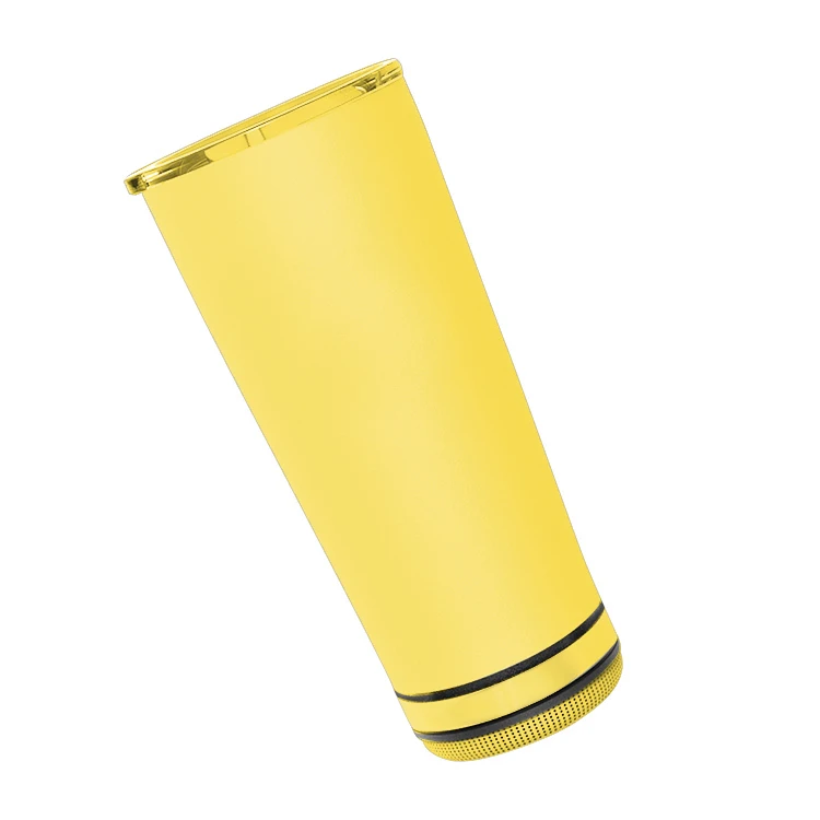 Wholesales Creative White Sublimation Portable Wireless Speaker Tumbler Smart Vasos Termos Con Bocina Horn Glass Play Music Cup