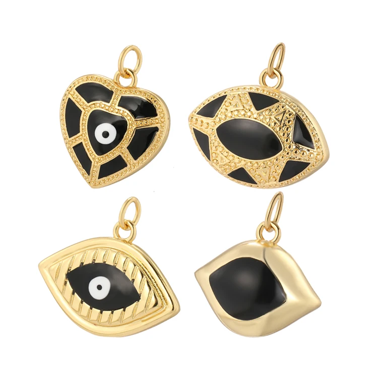 New Fashion Wholesale Jewelry Enamel 14K Gold Plated Evil Eye Pendants charms