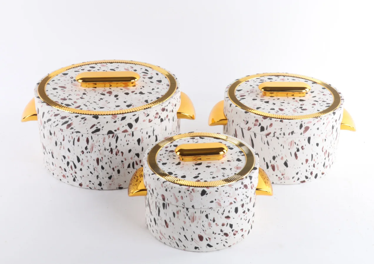 2023 новый дизайн Роскошная нержавеющая сталь Изолированная пищевая подогреватель запеканка высокого качества Ланч-бокс 3 шт. набор 1L + 2L 3.5L