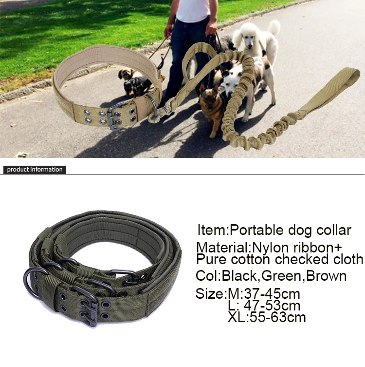 Five stop adjusting pin buckle tactical dog collar training nylon dog collar tactical dog vest