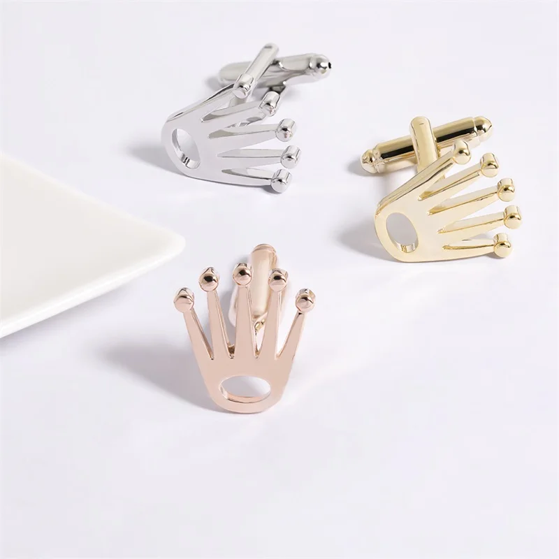 fashion jewelry 2022 Latest style personalized silver plated crown shape cufflink high quality  silver cuff link for women