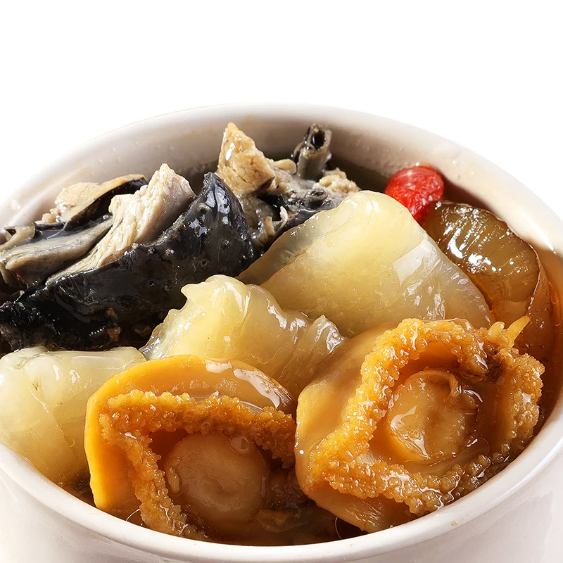 Abalone, sea cucumber and fish maw soup is a popular specialty snack in China