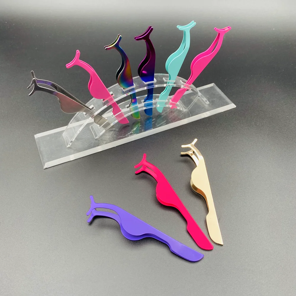 Custom logo Private Label Pink Plastic Lashes Applicator Tweezers Bulk Magnetic Lash Tweezers