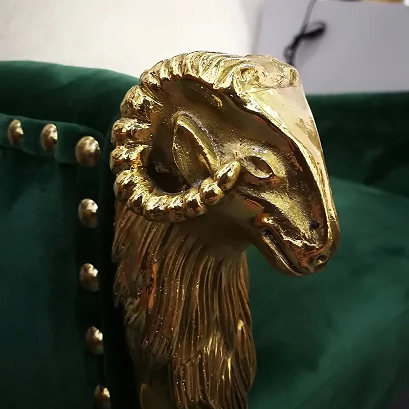 Customized light luxury fashion high-end sales department hotel lobby velvet sheep head 1 person sofa furniture