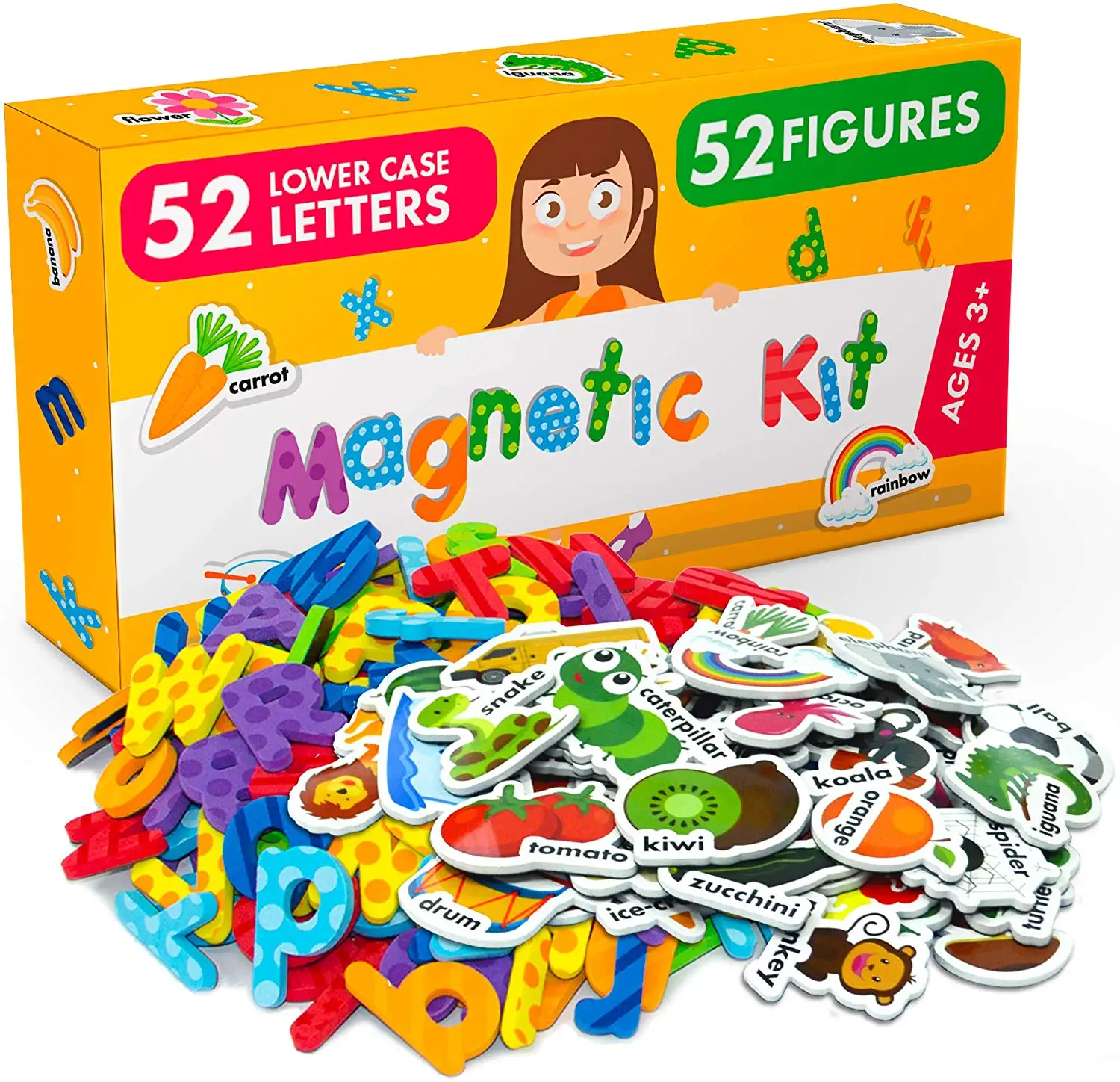 52 Lower Case Letter And 52 Figures Magnetic Kit Plastic Eva Alphabet Letters Magnetic Foam Letters