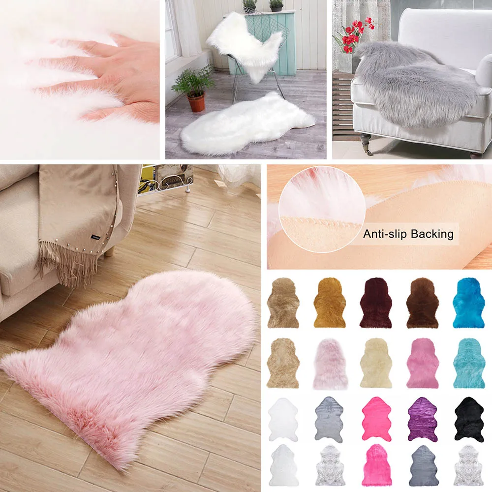 High quality irregular Sheepskin Rug Shaggy Plush Fuax Fur Carpet for Home Decor Mat