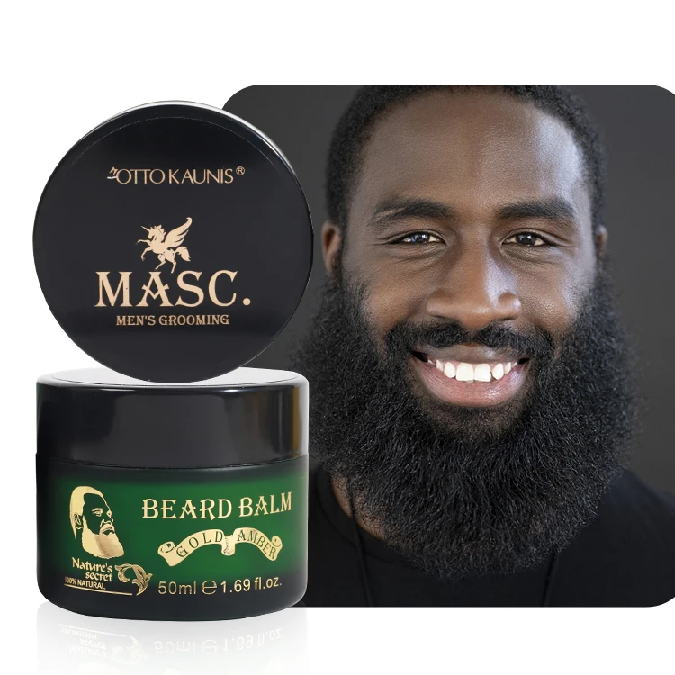 OEM Organic Vegan Strengthen Soften Beard Wax Mustaches Men Beard Balm  Beard Growth Balm With Shea Butter