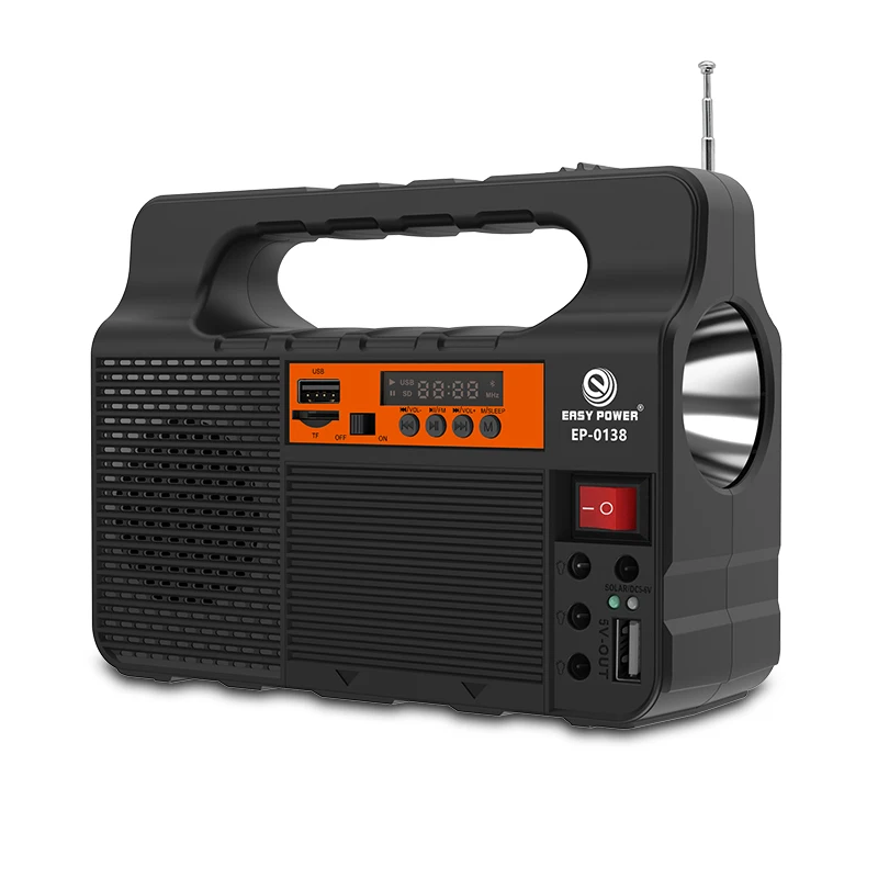 Small portable emergency solar system for home use with lights and radio