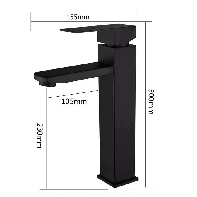 European style basin faucet backing finish black stainless steel hot and cold