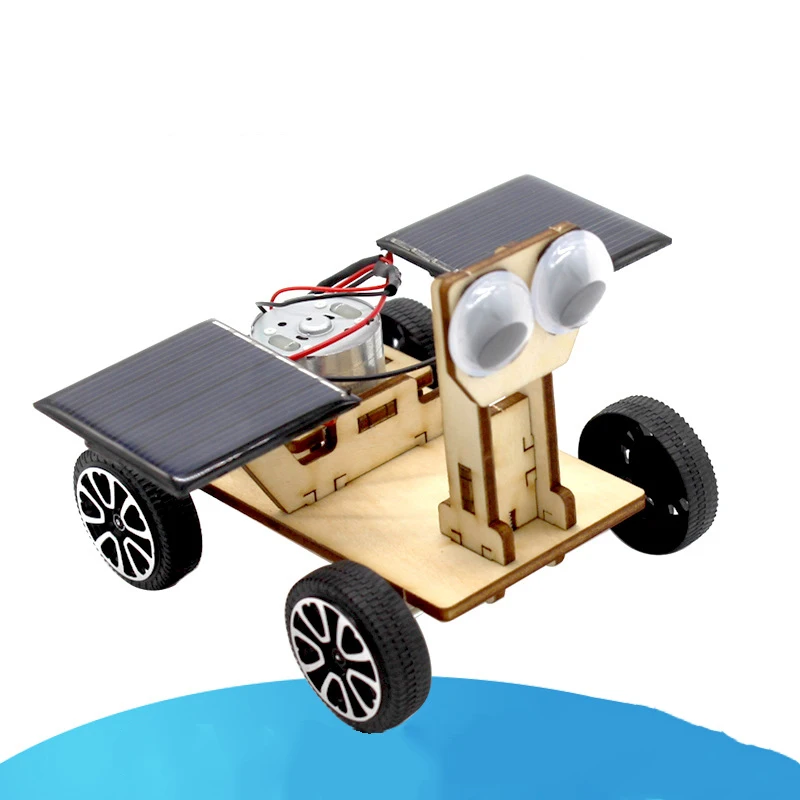 DIY STEM Kit Solar Toys Big Eyes Double Solar Panels Solar Powered Car Science Engineering Toys Educational Equipment For School