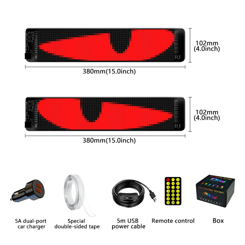 APP Custom LED Truck Light Plate Devil Eyes Display Glowing Flexible Screen Scrolling Messages Animation Advertising Text Panel