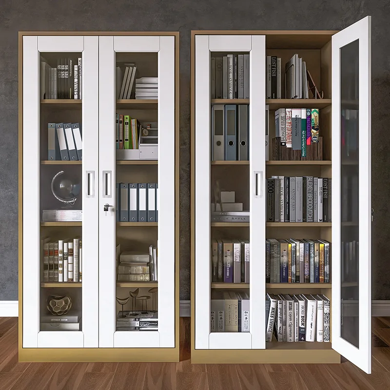 Commercial Office Furniture Steel Office 2 Swing Glass Door Metal File Filing Storage Cabinet