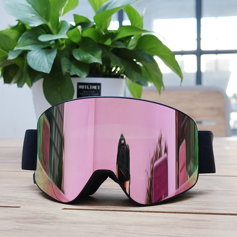 Adult custom logo strap anti fog snow googles skibril Gafas de snowboard lunette de ski magnetic lens ski goggles