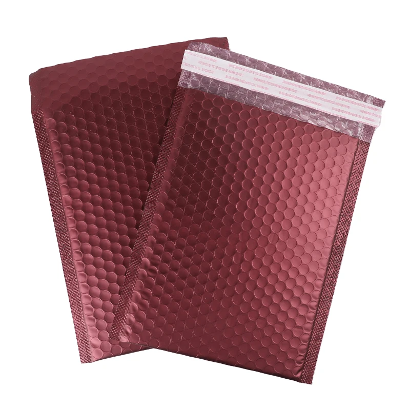 Eco-friendly Padded Envelopes Metallic Polymailer Shipping Packaging Mailer Bubble Red Wine Custom Bubble Mailer For Shipping