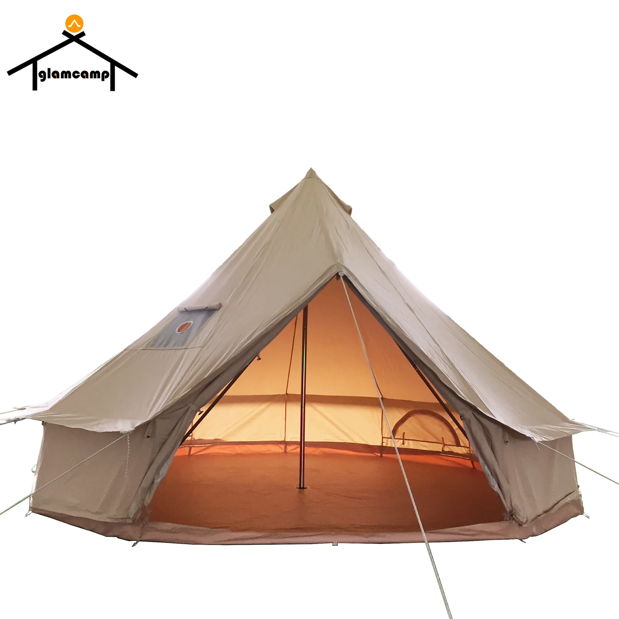 5M dia double doors and walls glamping bell tent 6m with 100% cotton canvas tente coton