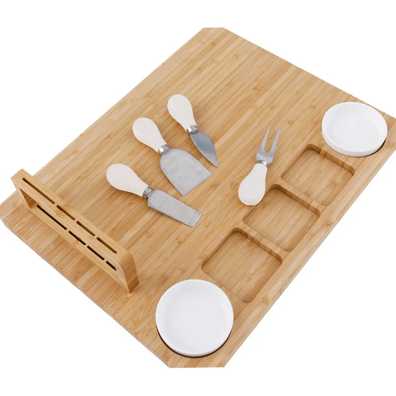 Factory Promotion Charcuterie Platter Serving Wood Cheese Board Portable Bamboo Kitchenware Cutting Board Set