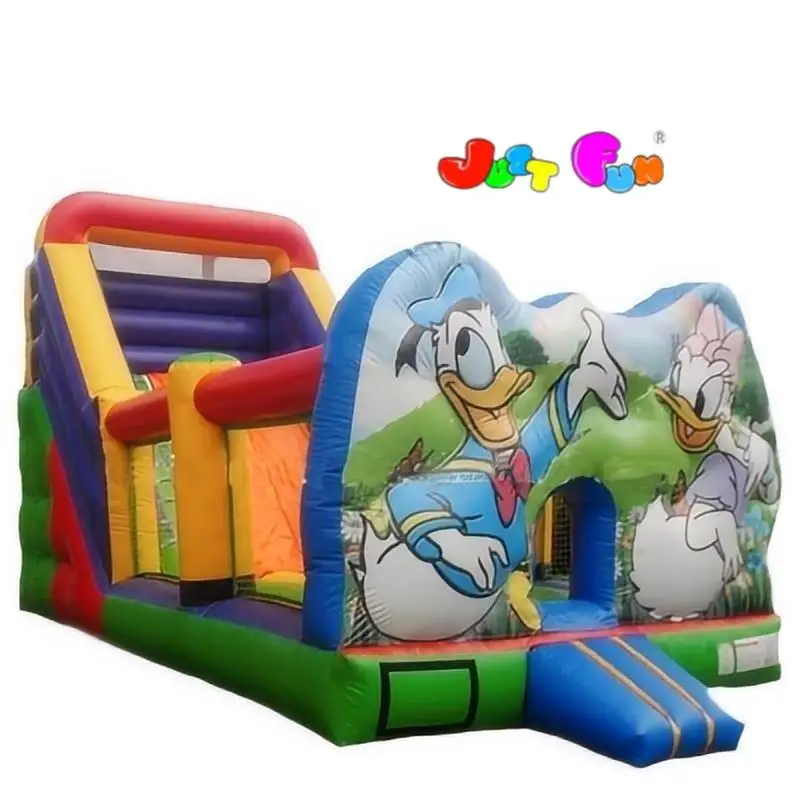 new design inflatable cartoon duck bouncer slide for kids with best prices
