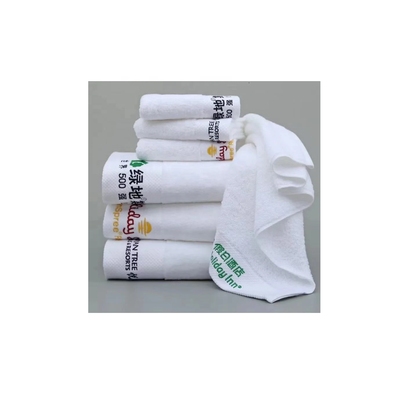 5 star hotel white 100%  cotton bath towel with embroidered logo