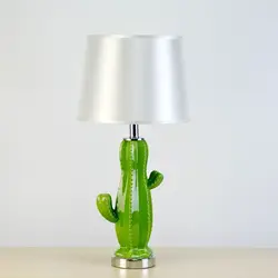 Modern Design Green Cactus Base Bedside Lamp Home Hotel Decor Simple Ceramic Table Lamps