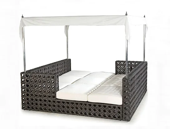 Outdoor patio rattan wicker furniture garden aluminum sunbed lounger furniture glamping tent  gazebo