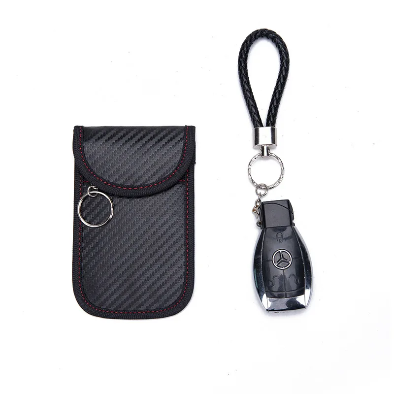 Wholesale RFID blocking car key signal blocking pouch carbon fiber car key case