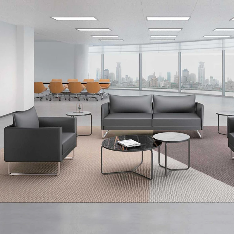 China modern luxury bedroom living room office black leather sofa executive sofa