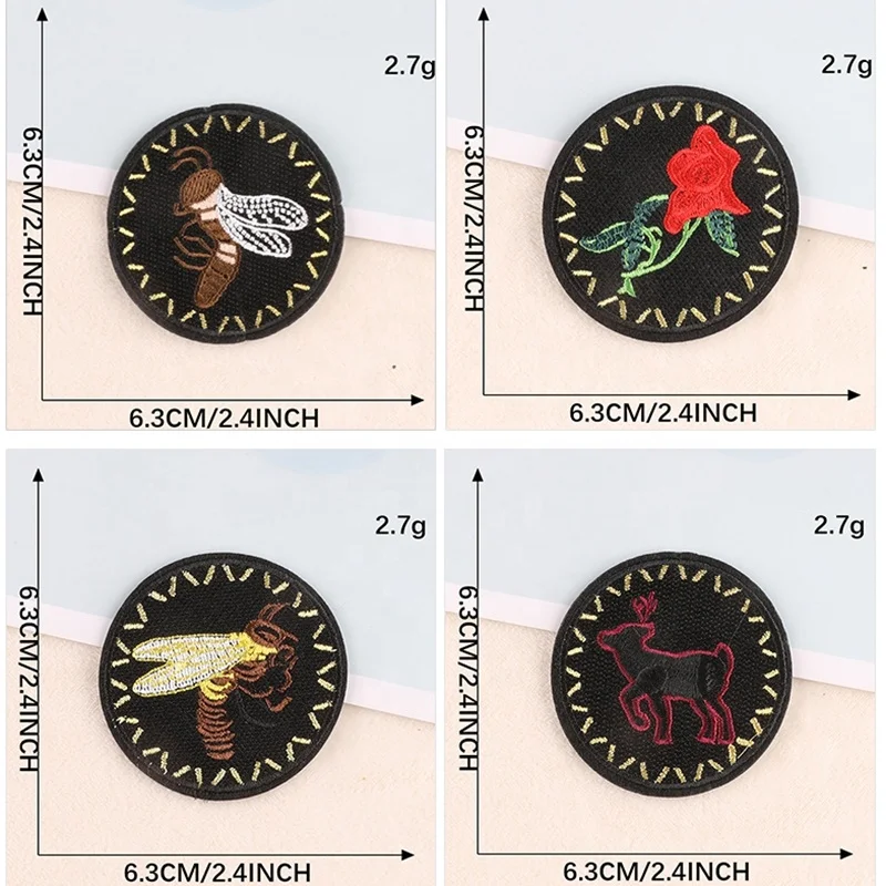 Custom  Cartoon LOGO Character Animal Bee Embroidery  iron-on Patch  Flower Snake  Embroidered iron on  Patch For Garments