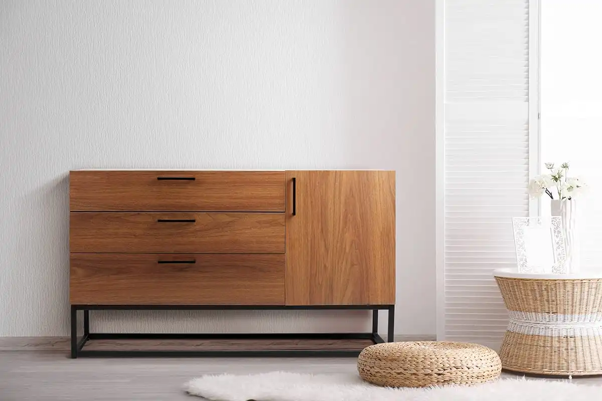 Modern TV Stand for 55 60 65 70 inch TV, Wood TV Table Media Console Industrial & Rustic Entertainment Center for Living Room