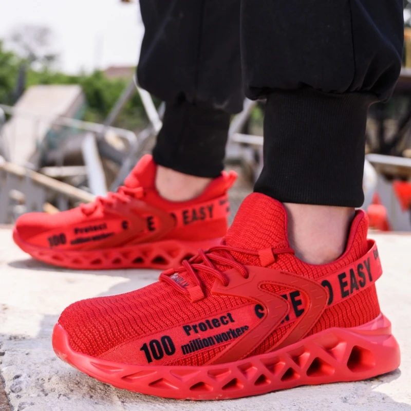 Toe Shoes for Men, Indestructible Work Sneakers with Puncture Proof Insole, Breathable Safety Shoes for Constr Comfortable Steel
