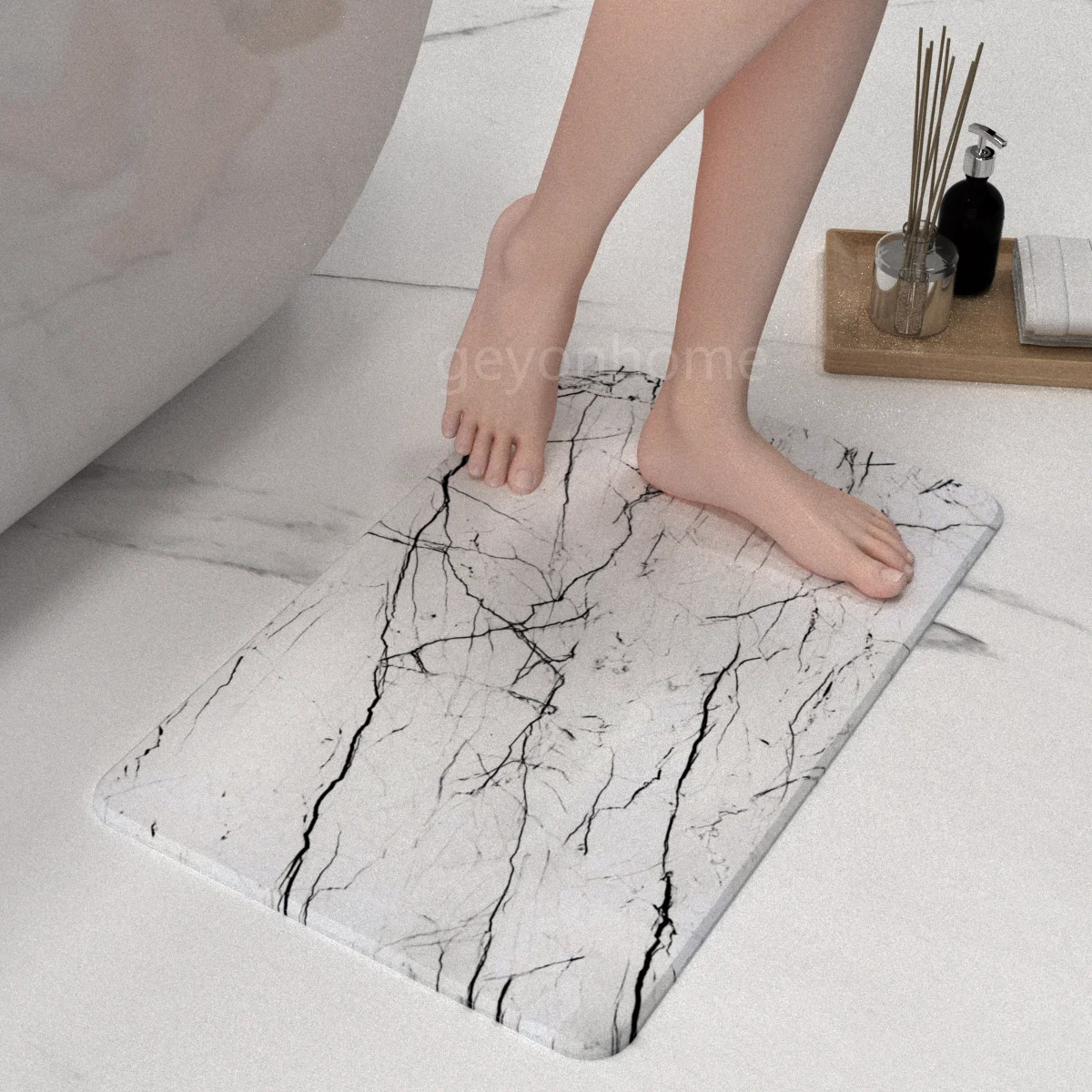 Geyon Eco-friendly Quick Drying Customized Printed Bath Stone Mat Diatomite Bath Mats