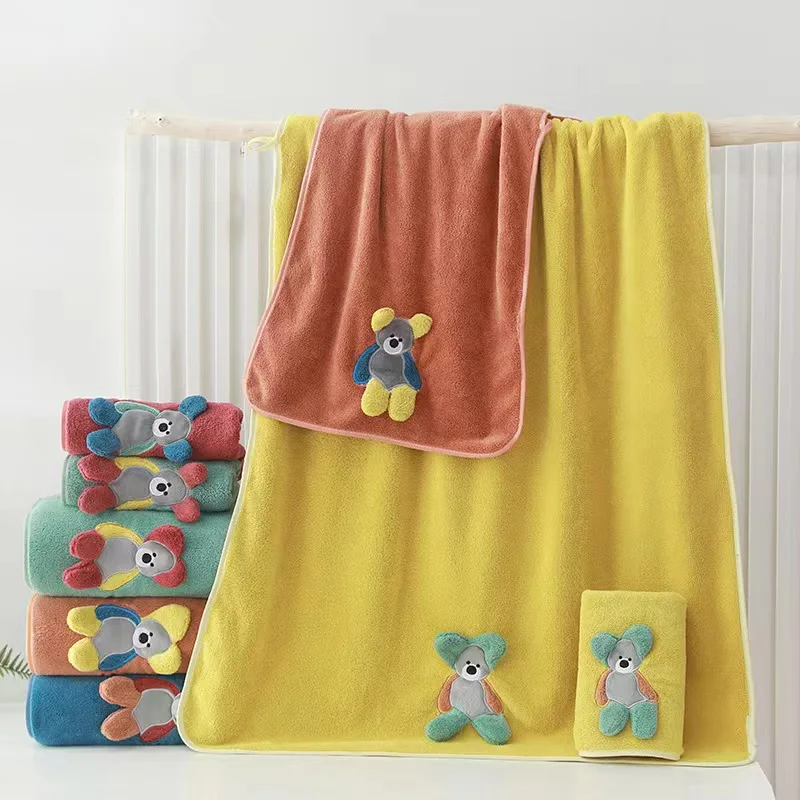 Wholesale coral fleece Star delu towel bath towel 3D three-dimensional embroidery piping border cute adult baby universal