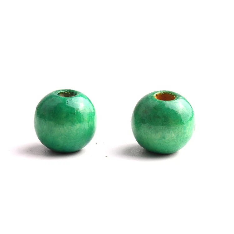 Natural Multi Color Round Beads Large Hole Maple Wooden Beads
