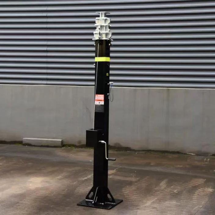 Portable crank up telescopic mast pole for camera and light tower trailer