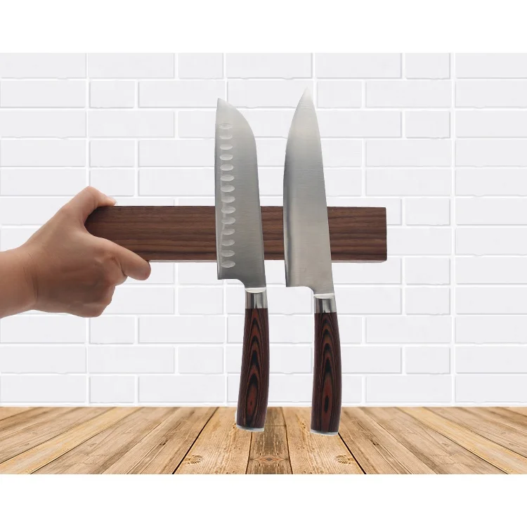 Popular 18 Inch Strong Magnet Strength Wooden Walnut Magnetic Knife Bar Magnetic Knife Strip with Neodyminium Magnets (62042815706)