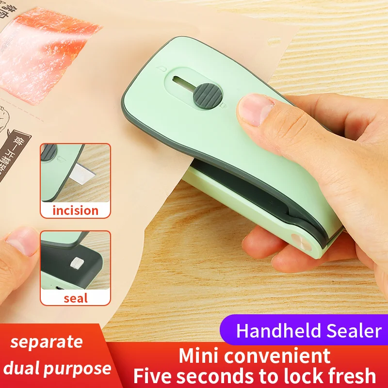 OEM manual plastic bag sealer cutting knife rechargeable battery crack food saver hand heat hot air seam edge sealing machine