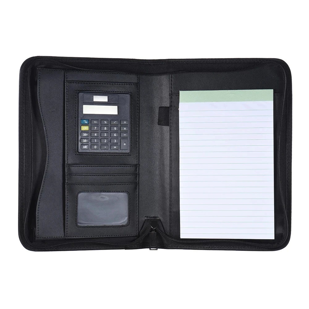 Leather Executive Padfolio with Notepad Pen Holder and Calculator