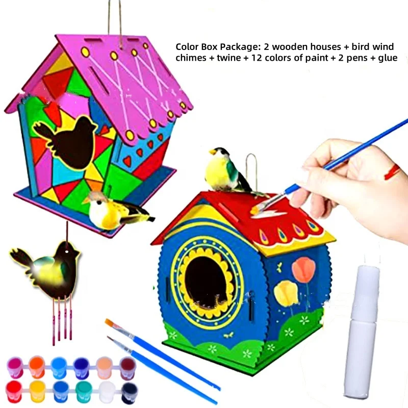 USMILEPET New Bird House Crafts for Kids Ages 5-8 Buildable DIY Birdhouse Kit for Children to Build Wood Craft Project Kits