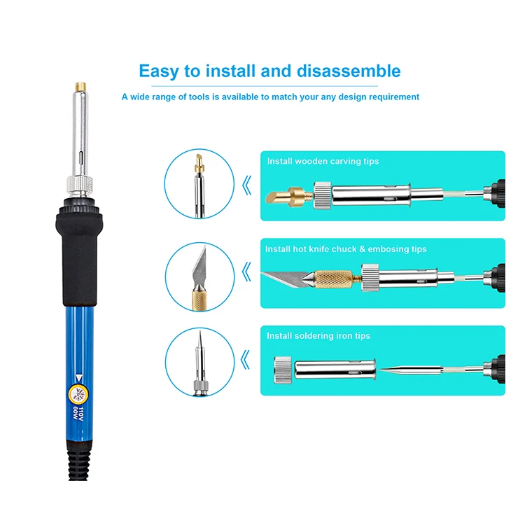 Competitive price 42 pieces of LED digital electric soldering iron gun engraving and embossing tool set wood engraving branding