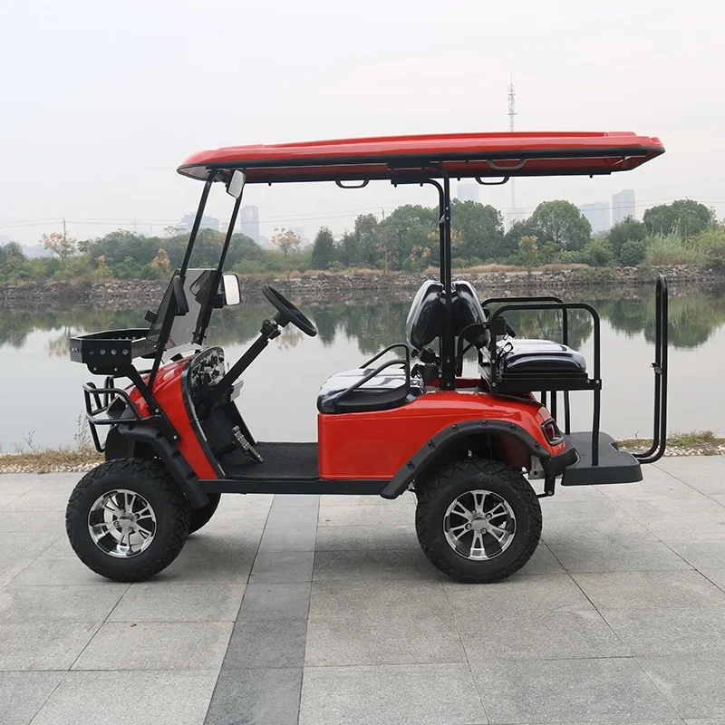Professional off road 4 seater red electric golf cart with CE certification