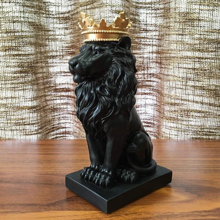 Royal Crown Resin Stone Lion Statue Figurine Animal King Furnishings Crafts