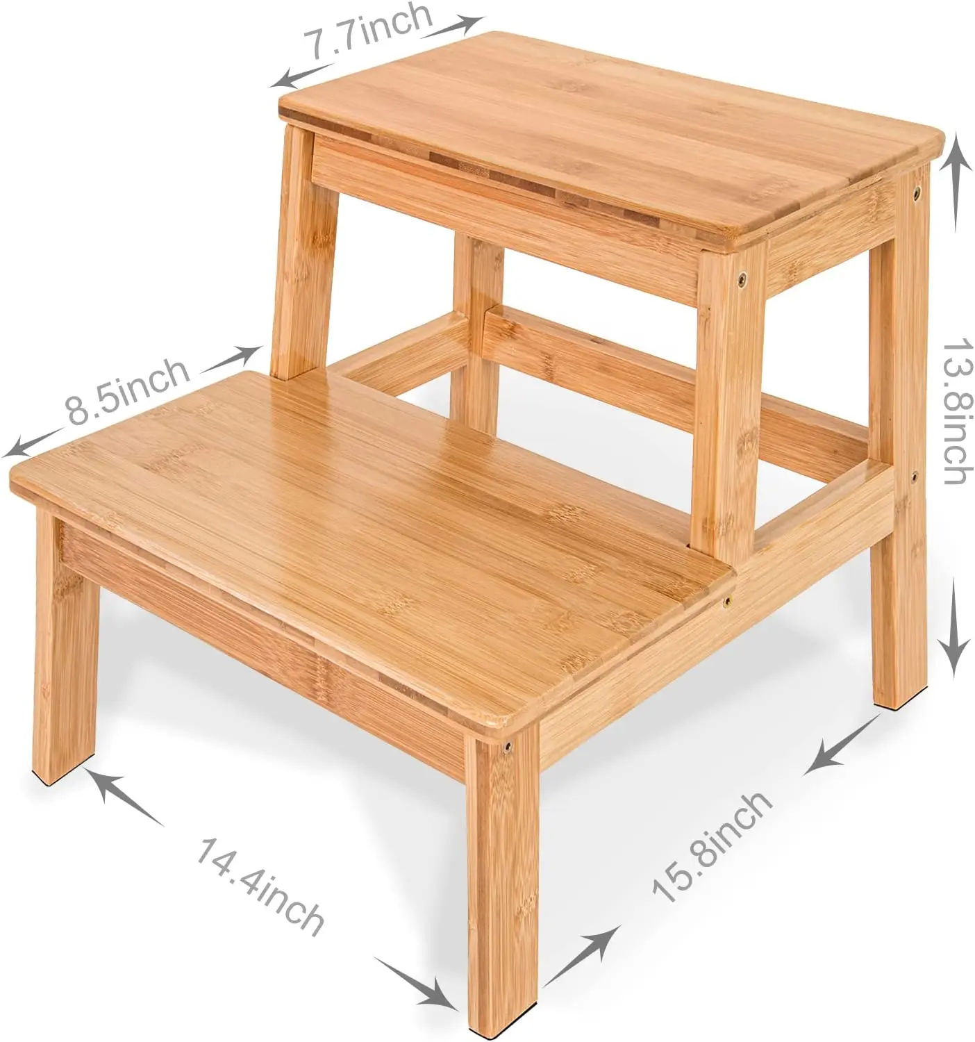 bamboo 2-step stool reach height kitchen polishing design multipurpose step stool