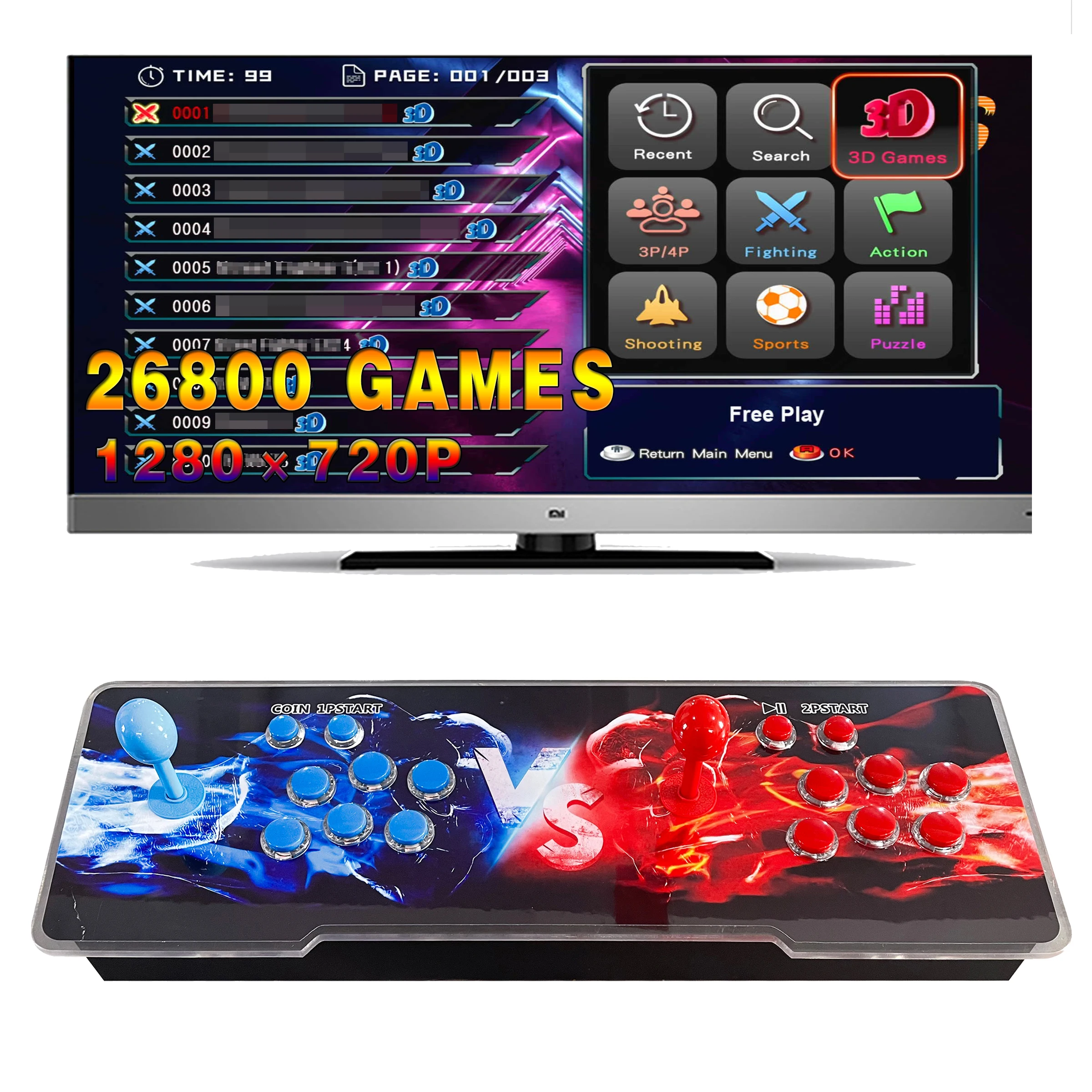 venta al por mayor retro pandora 6 arcade game box coin operated pandora arcade game console 3d video game machine 3303 in 1