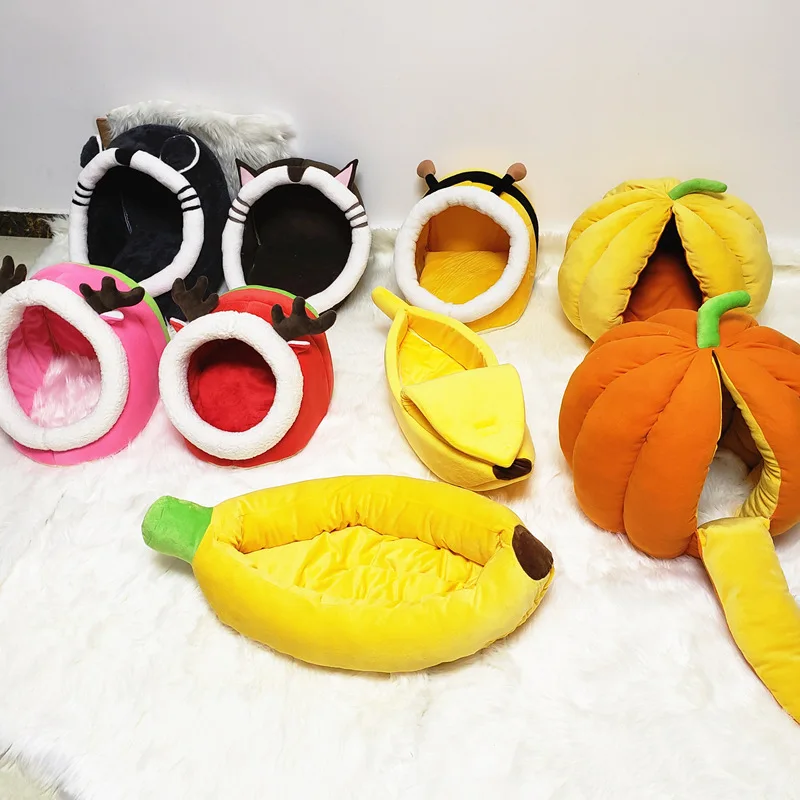 Christmas pet cute cat and dog house semi-enclosed sponge cat cottonhouse removable and washable